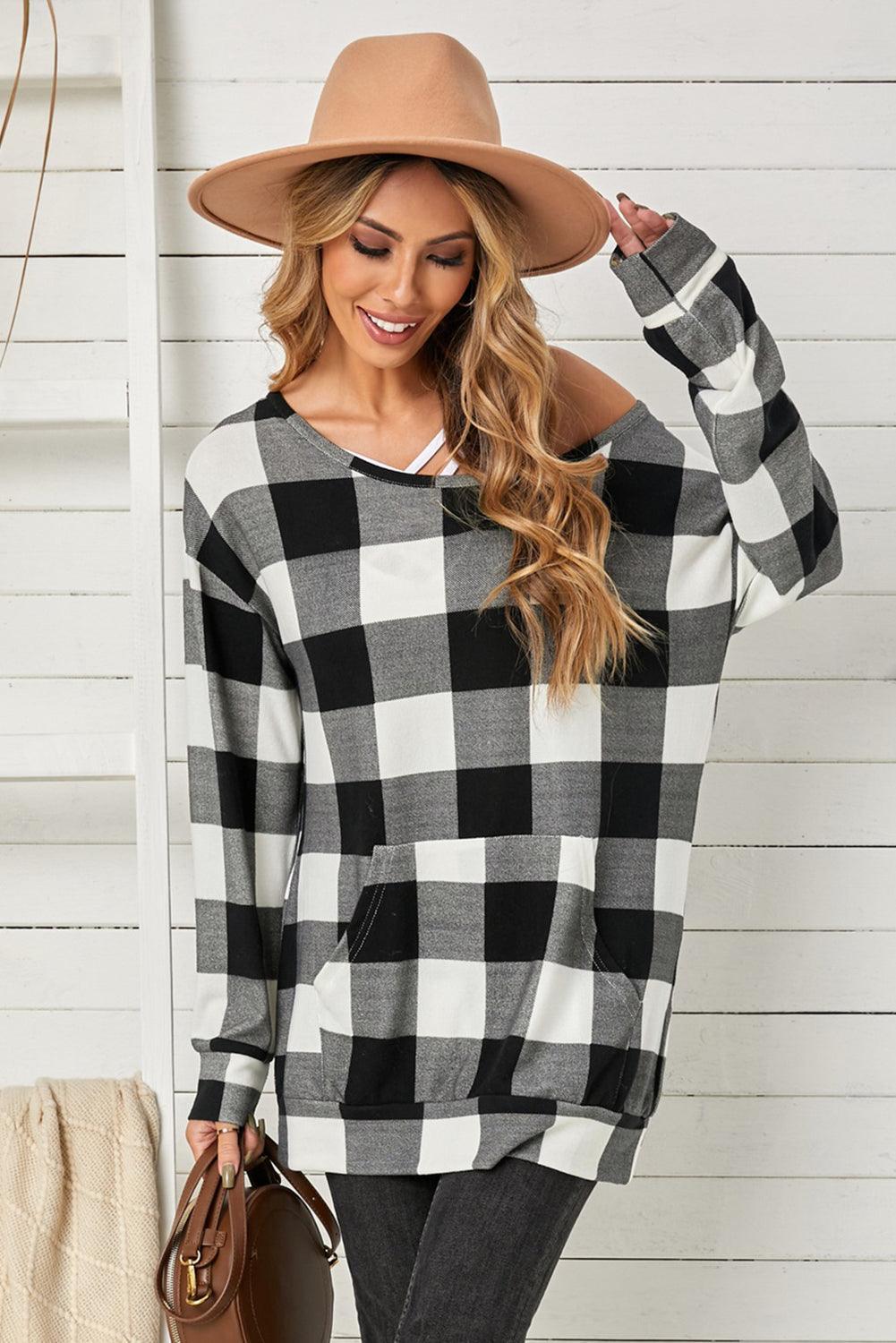 Ultimate Comfort Plaid Tunic Sweatshirt - MXSTUDIO.COM