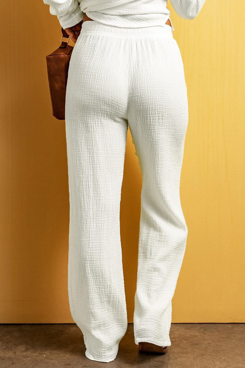 Ultimate Loungewear White Straight Leg Pants - MXSTUDIO.COM