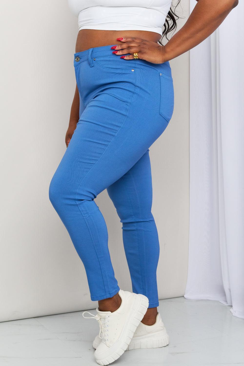 Ultra-Stretch Plus Size Electric Blue Skinny Jeans - MXSTUDIO.COM