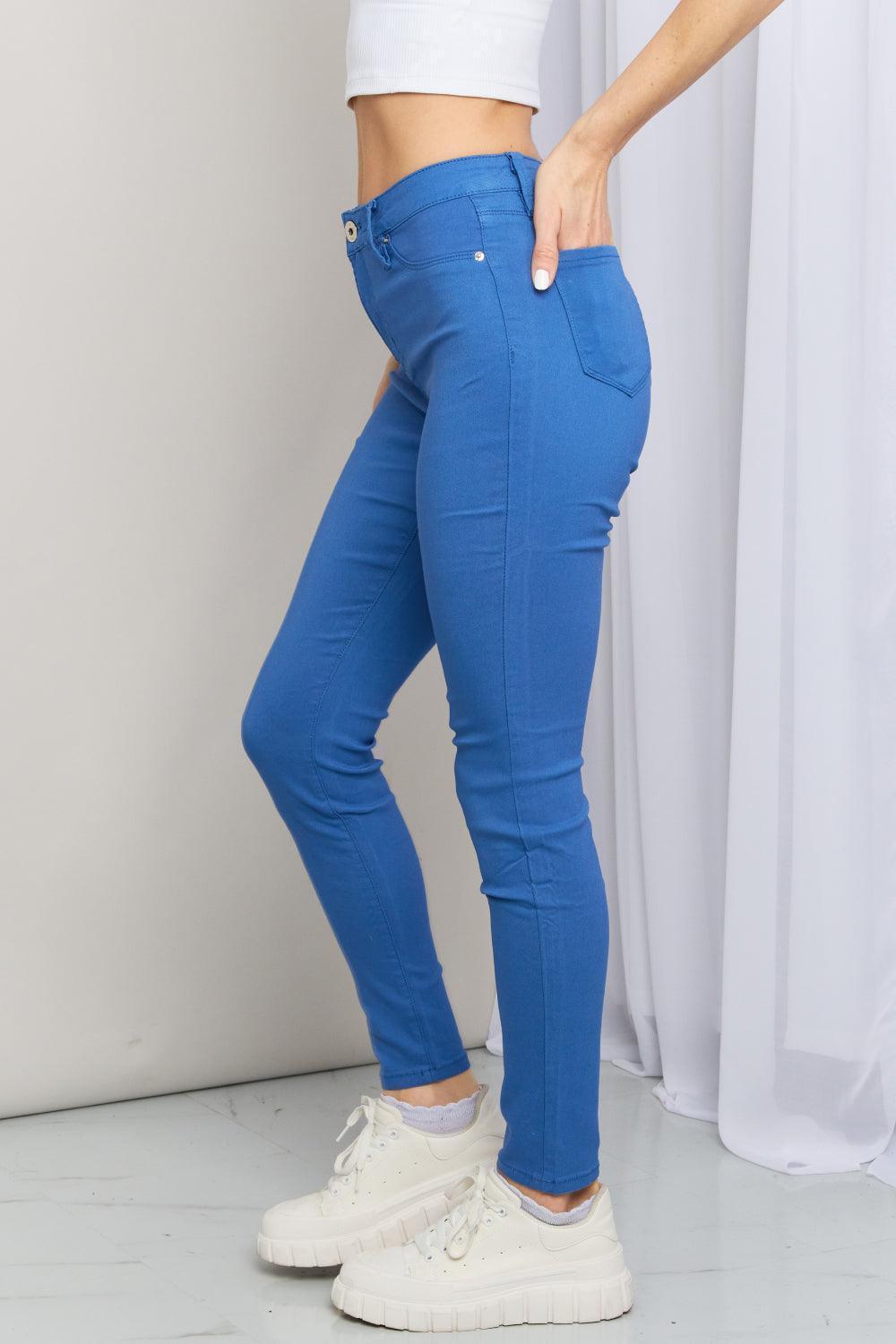 Ultra-Stretch Plus Size Electric Blue Skinny Jeans - MXSTUDIO.COM