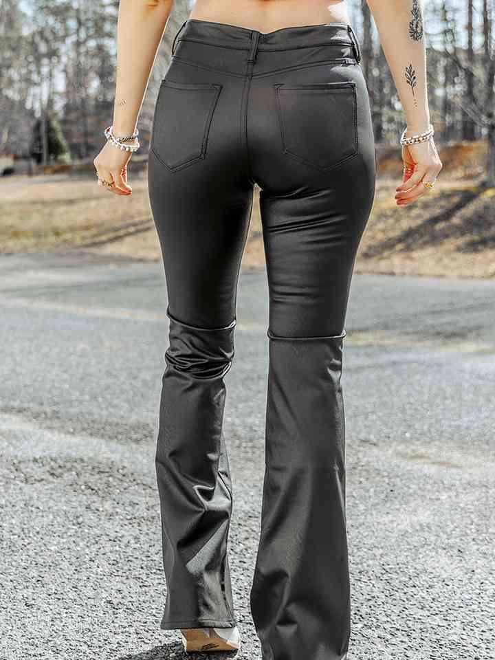 Ultramodern Buttoned Long High Waisted Black Pants - MXSTUDIO.COM