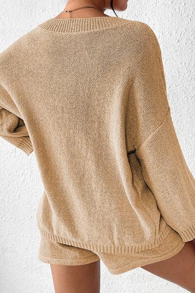 Unbeatable Comfort Knit Sweater and Shorts Set-MXSTUDIO.COM