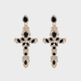 Unbelievable Aura Alloy Cross Rhinestone Earrings-MXSTUDIO.COM