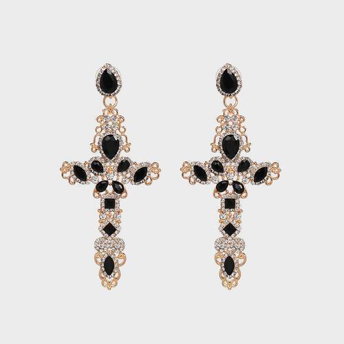 Unbelievable Aura Alloy Cross Rhinestone Earrings-MXSTUDIO.COM