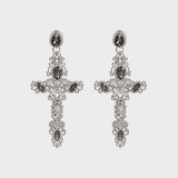 Unbelievable Aura Alloy Cross Rhinestone Earrings-MXSTUDIO.COM