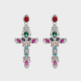 Unbelievable Aura Alloy Cross Rhinestone Earrings-MXSTUDIO.COM