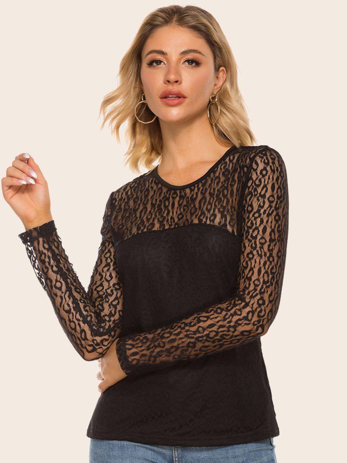 Unbothered Black Long Sleeve Lace Blouse - MXSTUDIO.COM