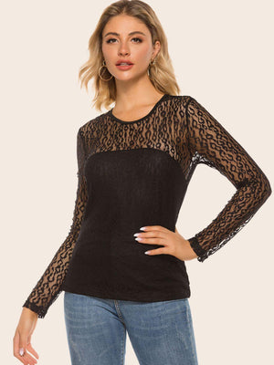 Unbothered Black Long Sleeve Lace Blouse - MXSTUDIO.COM