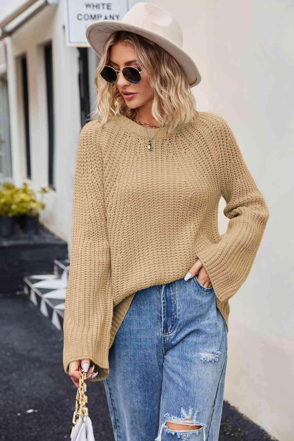 Unbothered By The Cold Waffle Knit Sweater - MXSTUDIO.COM