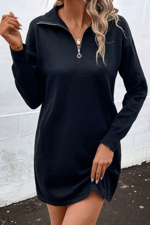 Unbothered By the Cold Knit Black Mini Sweater Dress - MXSTUDIO.COM