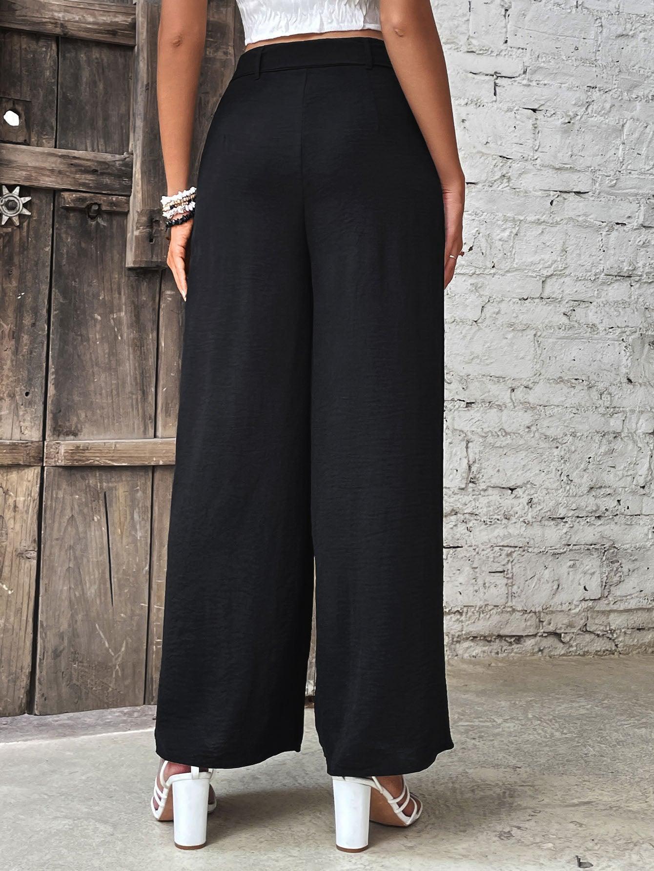 Unbothered Queen Black High Waisted Palazzo Pants - MXSTUDIO.COM