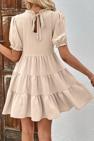 Uncomplicated Mini Puff Sleeve Tiered Dress - MXSTUDIO.COM