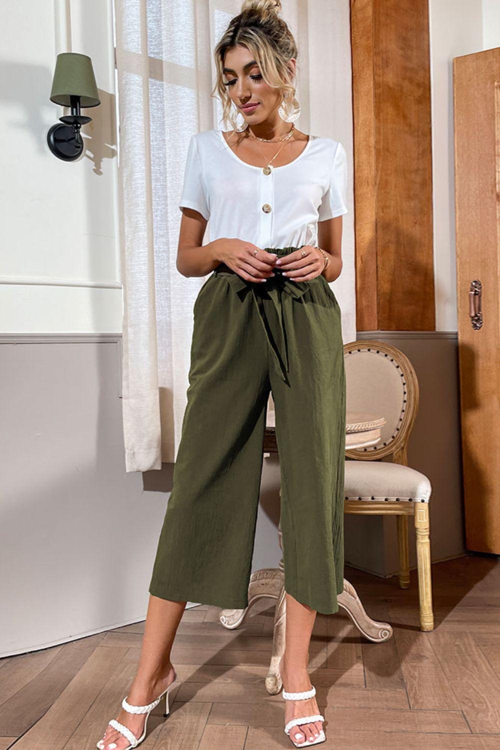 Uncomplicated Top and Cropped Pants Set - MXSTUDIO.COM