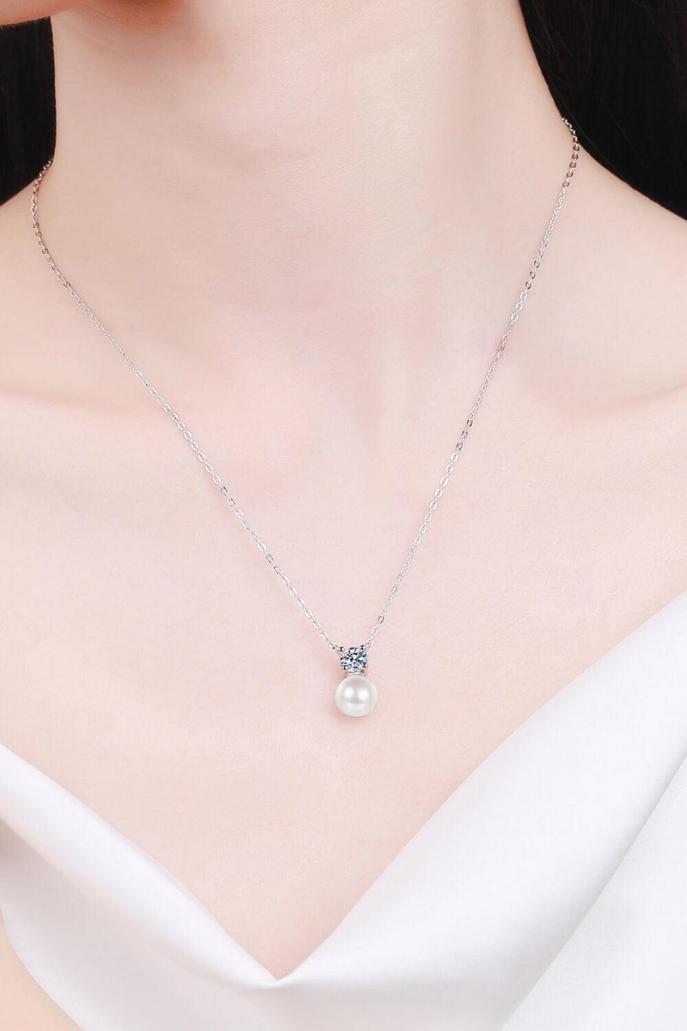 Unending Bliss Pearl Moissanite Necklace Womens - MXSTUDIO.COM