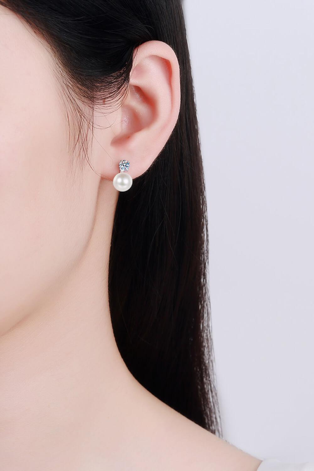 Unending Bliss Pearl Moissanite Stud Earrings - MXSTUDIO.COM