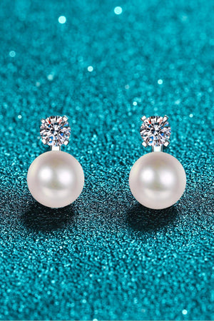 Unending Bliss Pearl Moissanite Stud Earrings - MXSTUDIO.COM