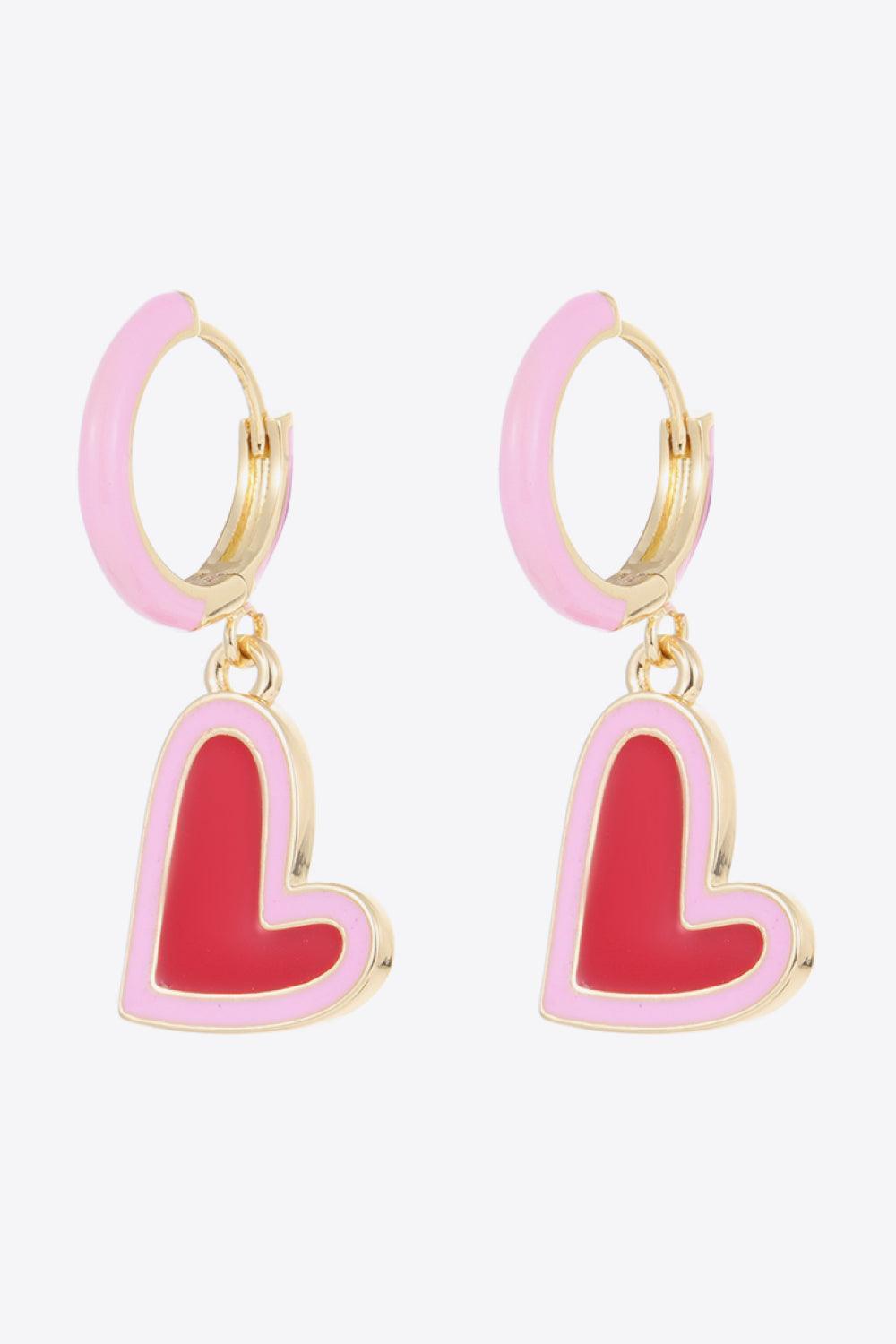 Unfading Love Contrast Heart Drop Earrings - MXSTUDIO.COM