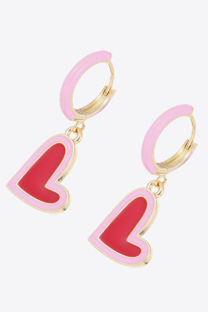 Unfading Love Contrast Heart Drop Earrings - MXSTUDIO.COM