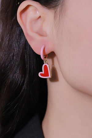 Unfading Love Contrast Heart Drop Earrings - MXSTUDIO.COM