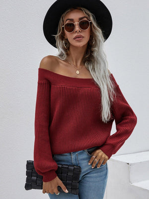 Unfazed Rib-Knit Off Shoulder Sweater - MXSTUDIO.COM