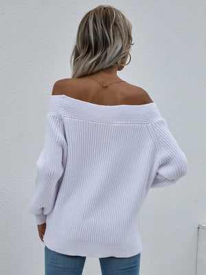 Unfazed Rib-Knit Off Shoulder Sweater - MXSTUDIO.COM