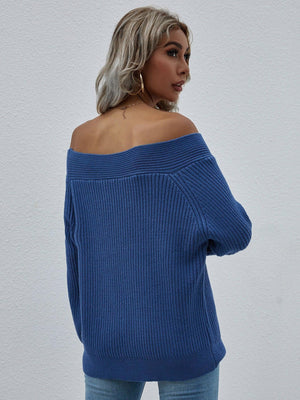 Unfazed Rib-Knit Off Shoulder Sweater - MXSTUDIO.COM