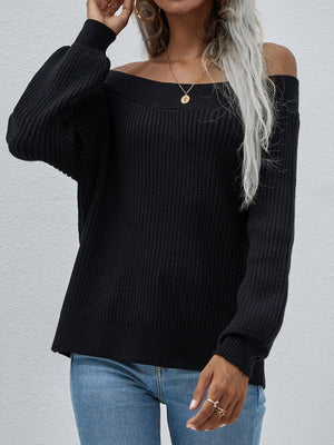 Unfazed Rib-Knit Off Shoulder Sweater - MXSTUDIO.COM