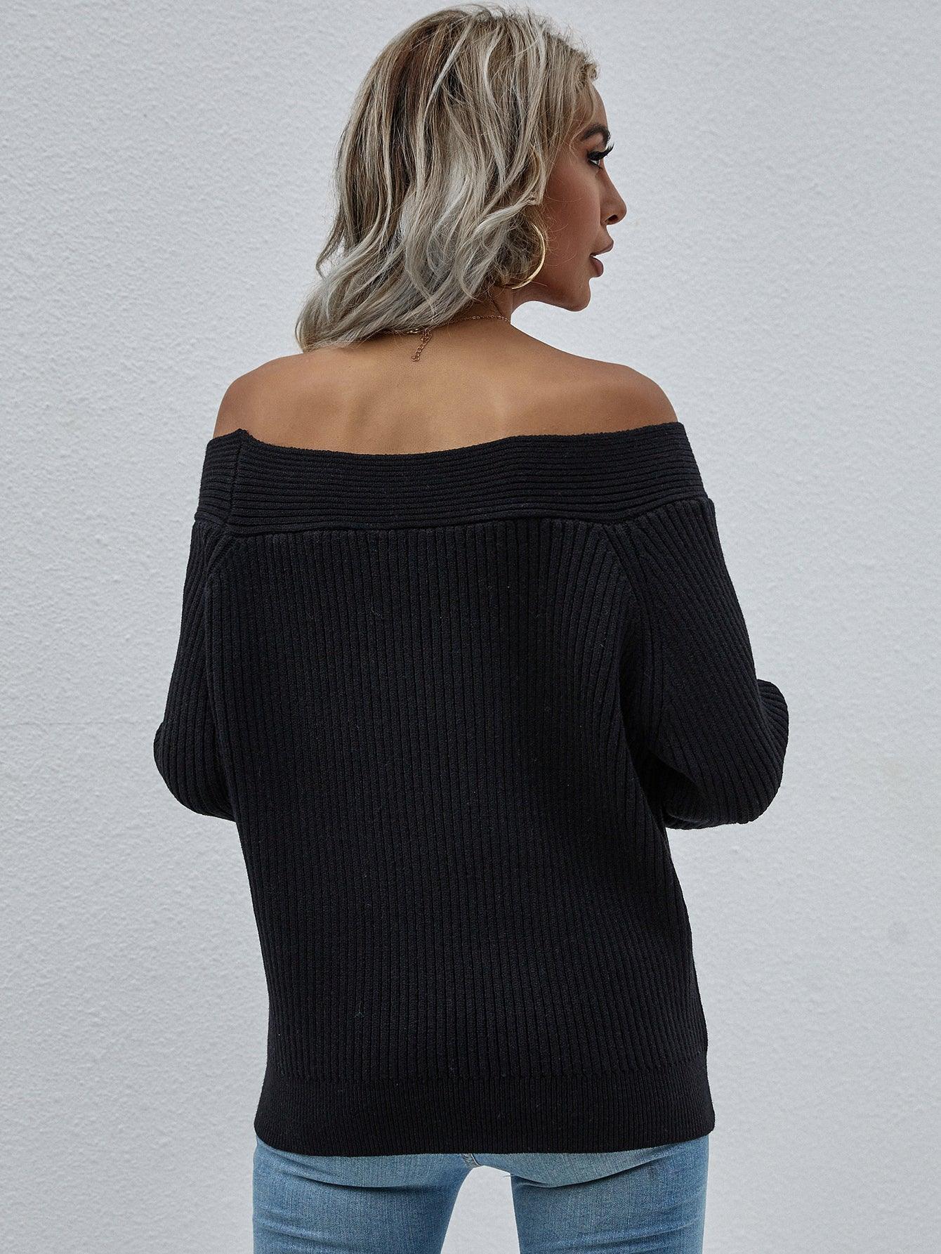 Unfazed Rib-Knit Off Shoulder Sweater - MXSTUDIO.COM