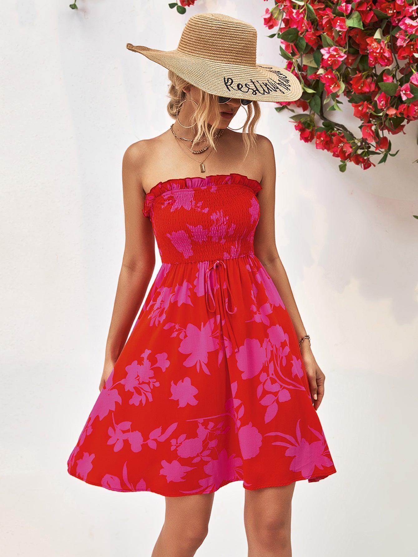 Unforgettable Mini Strapless Floral Dress - MXSTUDIO.COM