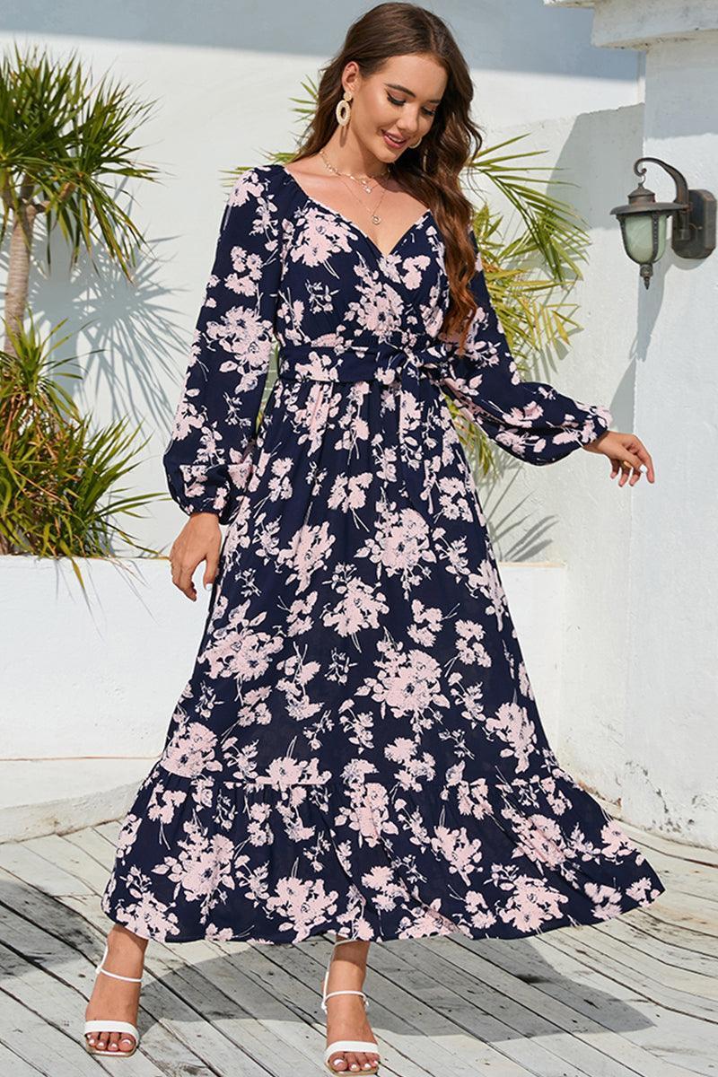 Unforgettable Vacation Floral Long Sleeve Maxi Dress - MXSTUDIO.COM