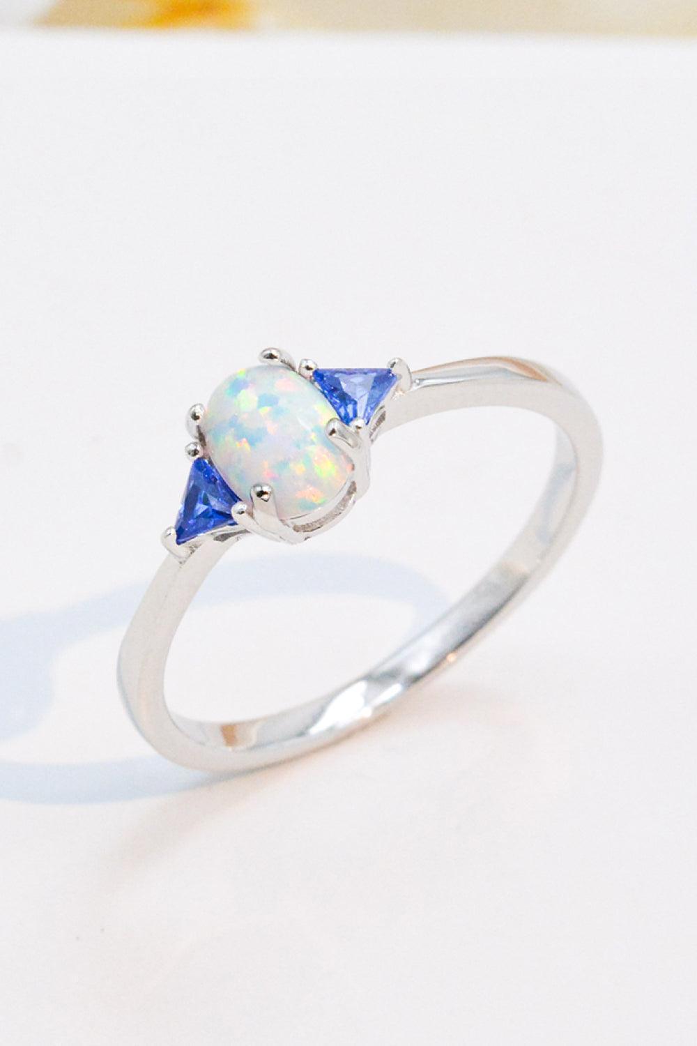 Unique Flair Contrast 925 Sterling Silver Opal Ring - MXSTUDIO.COM