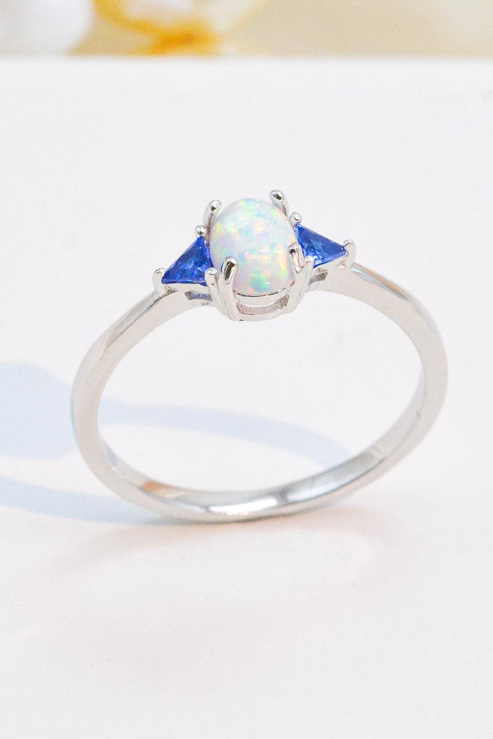 Unique Flair Contrast 925 Sterling Silver Opal Ring - MXSTUDIO.COM