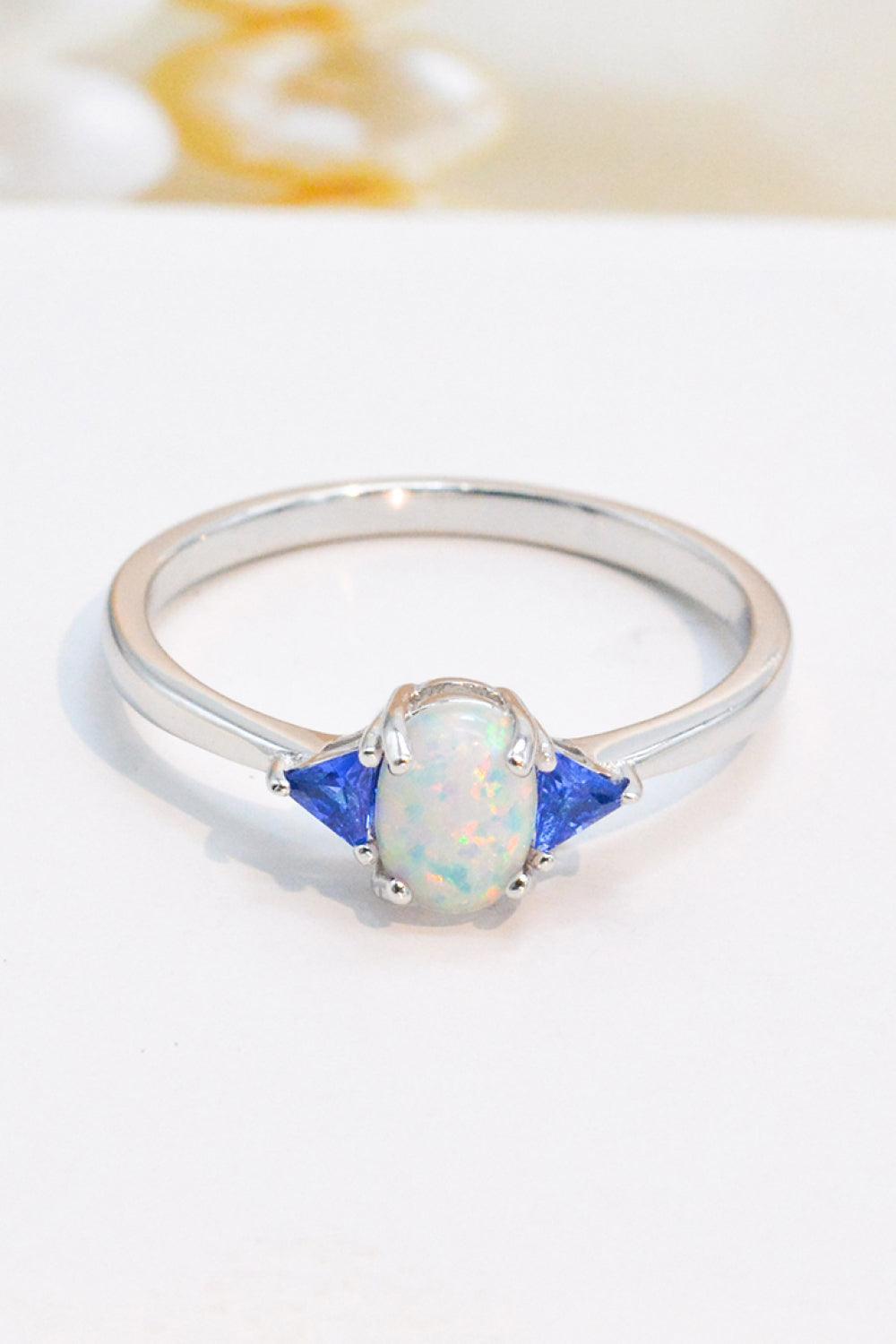 Unique Flair Contrast 925 Sterling Silver Opal Ring - MXSTUDIO.COM