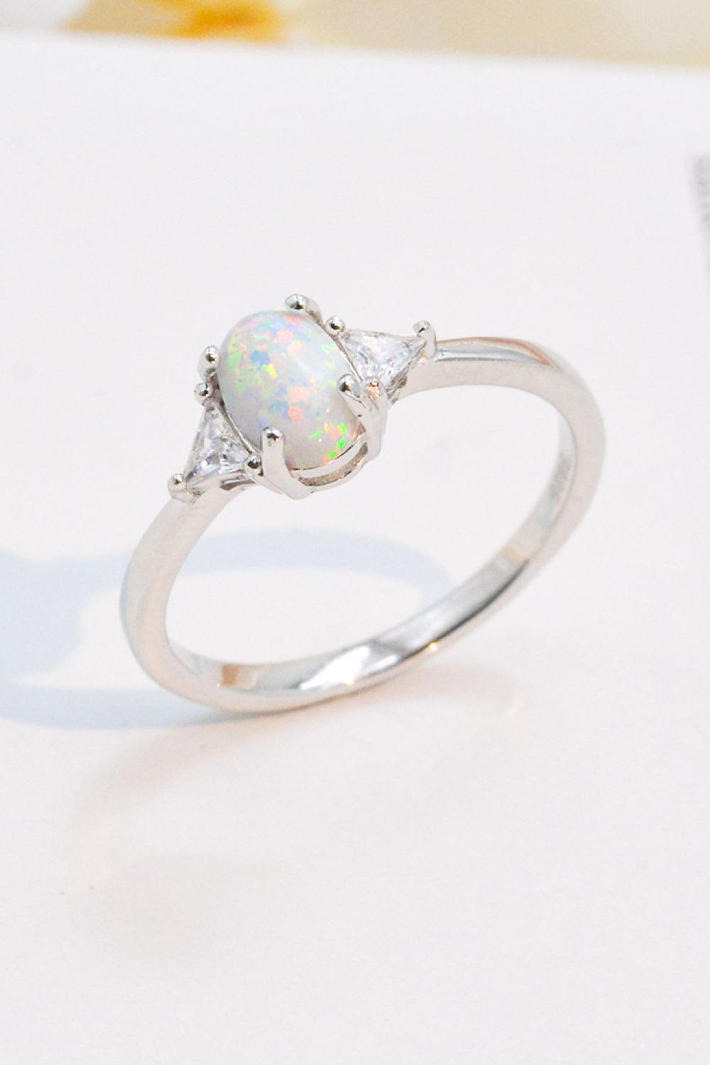 Unique Flair Contrast 925 Sterling Silver Opal Ring - MXSTUDIO.COM