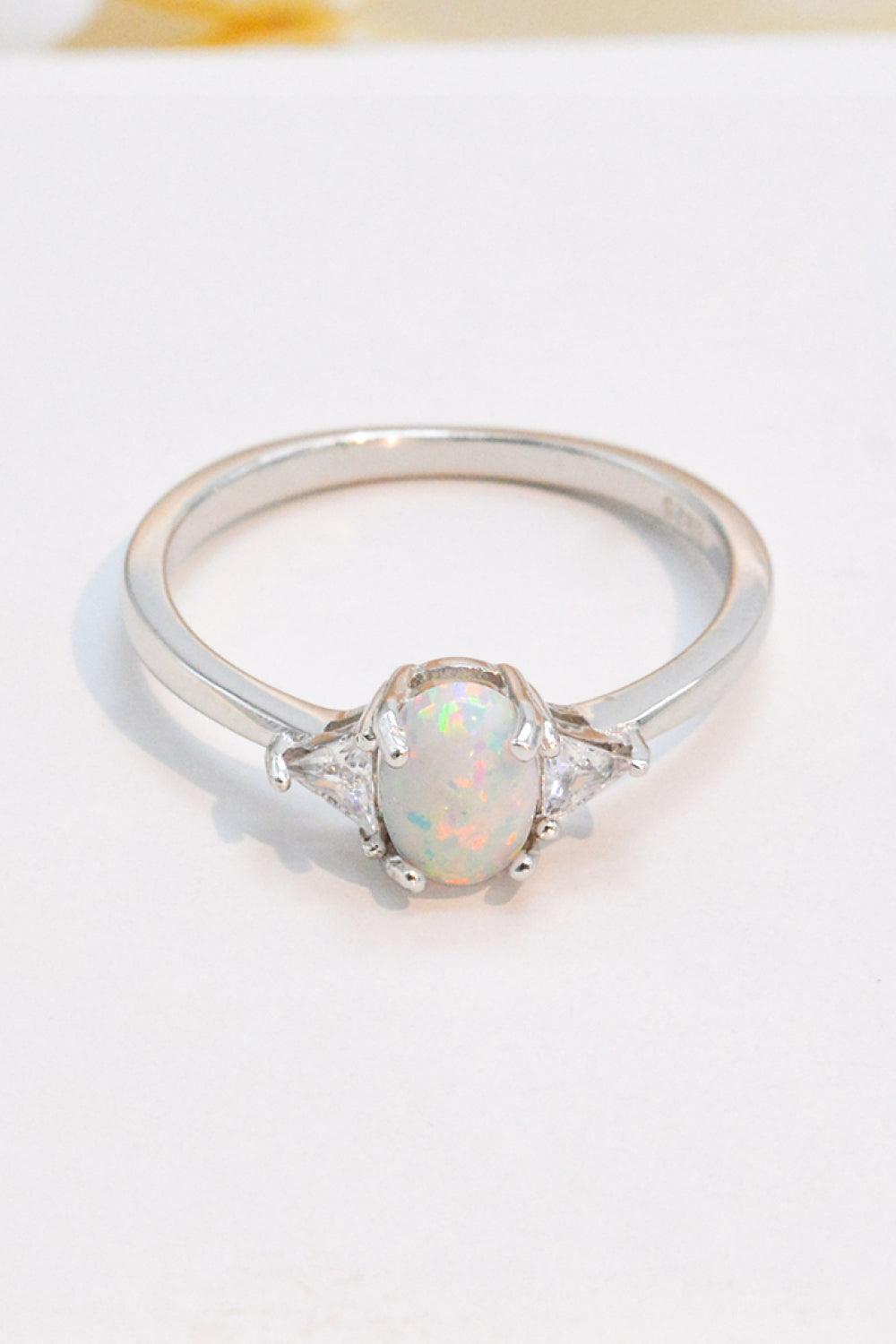 Unique Flair Contrast 925 Sterling Silver Opal Ring - MXSTUDIO.COM