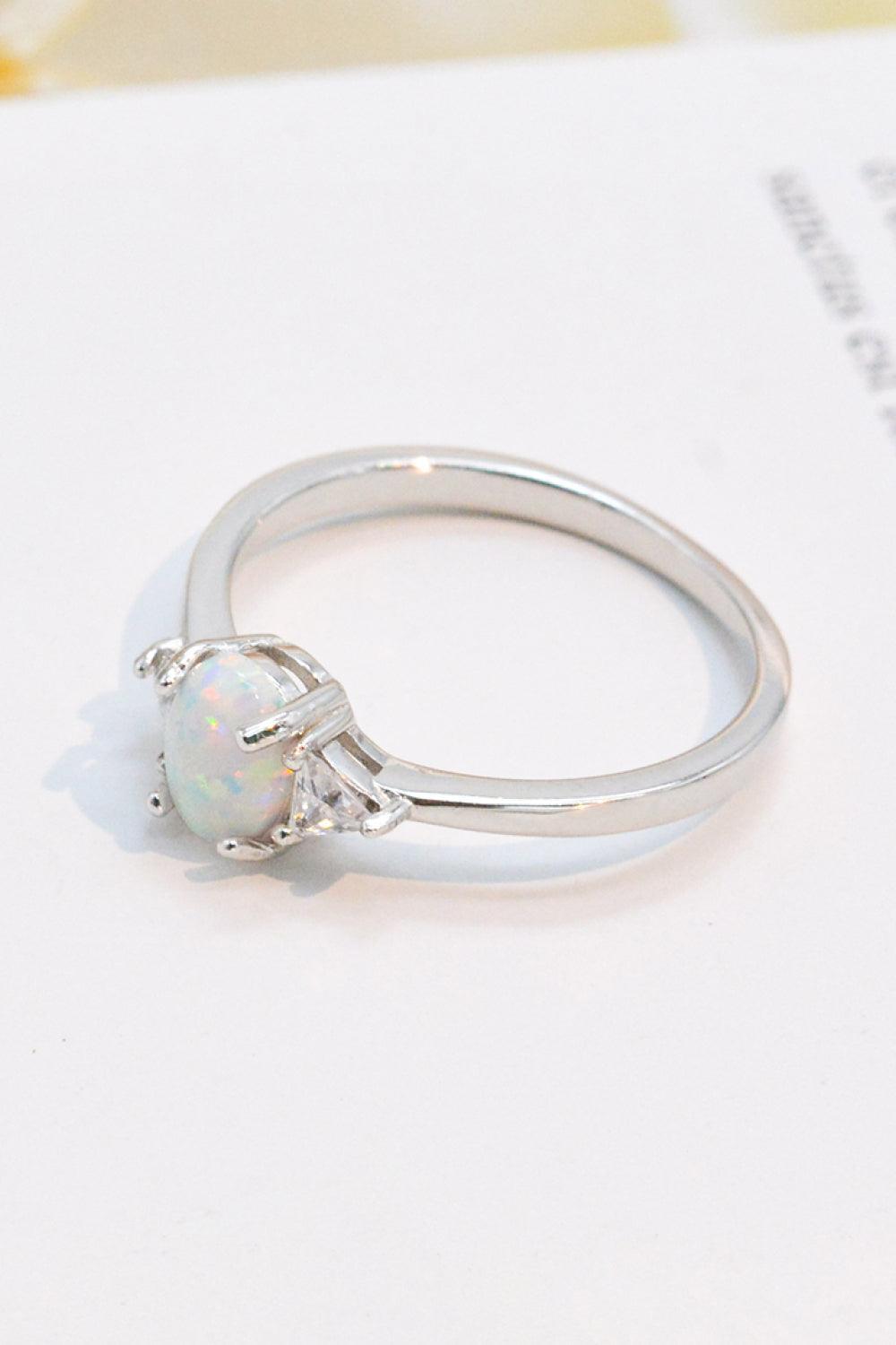 Unique Flair Contrast 925 Sterling Silver Opal Ring - MXSTUDIO.COM