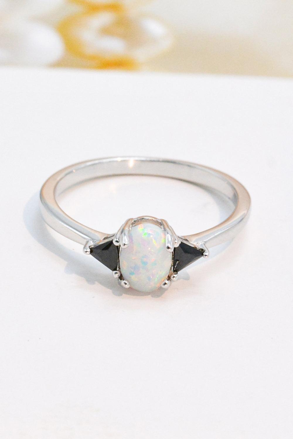 Unique Flair Contrast 925 Sterling Silver Opal Ring - MXSTUDIO.COM