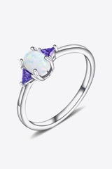 Unique Flair Contrast 925 Sterling Silver Opal Ring - MXSTUDIO.COM