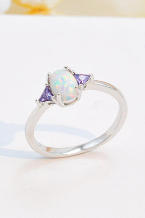 Unique Flair Contrast 925 Sterling Silver Opal Ring - MXSTUDIO.COM