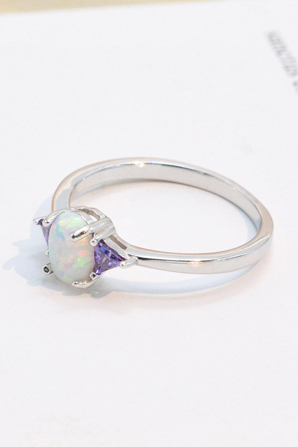 Unique Flair Contrast 925 Sterling Silver Opal Ring - MXSTUDIO.COM