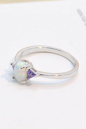 Unique Flair Contrast 925 Sterling Silver Opal Ring - MXSTUDIO.COM