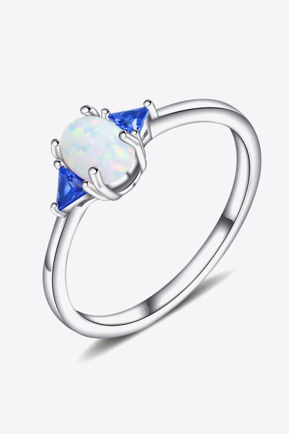 Unique Flair Contrast 925 Sterling Silver Opal Ring - MXSTUDIO.COM