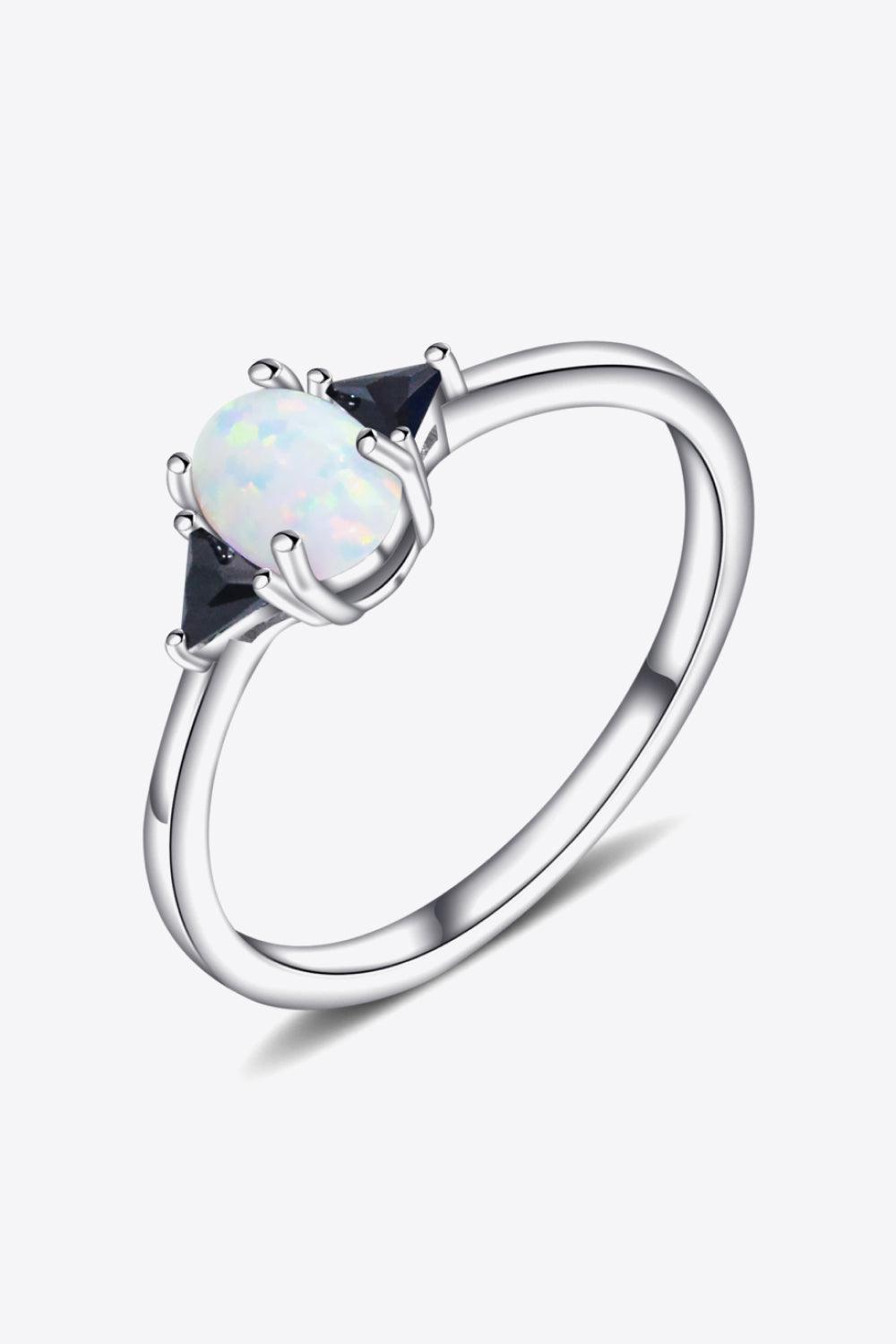 Unique Flair Contrast 925 Sterling Silver Opal Ring - MXSTUDIO.COM