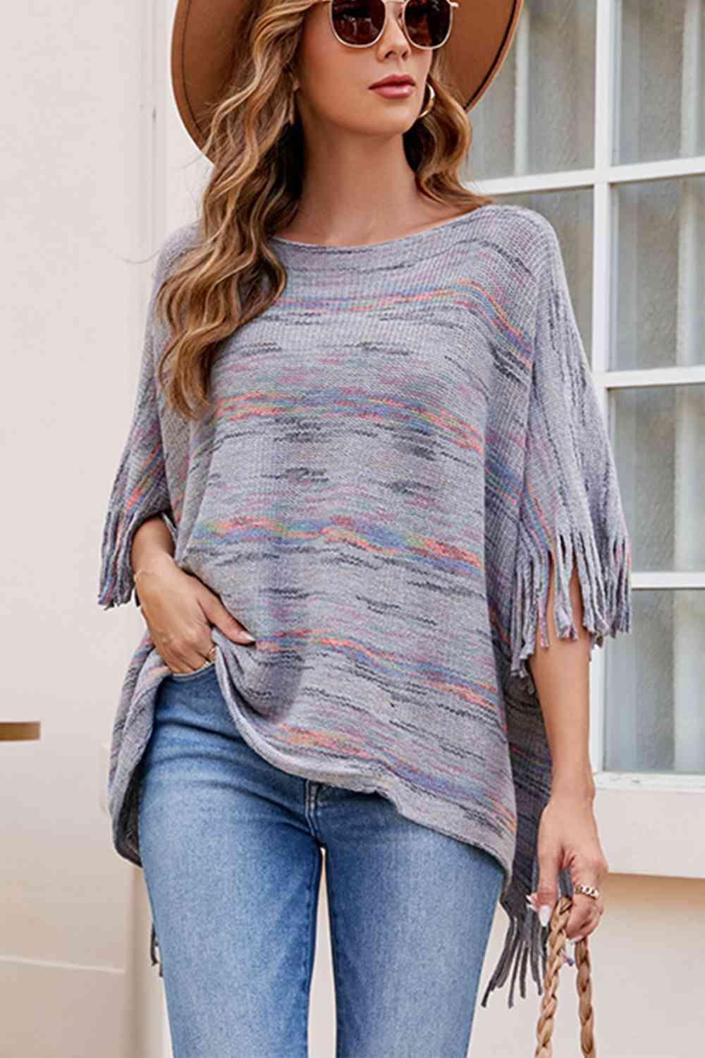 Unique Warmth Half Cloak Sleeve Fringe Poncho - MXSTUDIO.COM