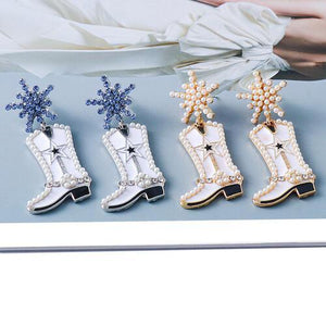 Unique You Boot Shaped Rhinestone Dangle Earrings-MXSTUDIO.COM