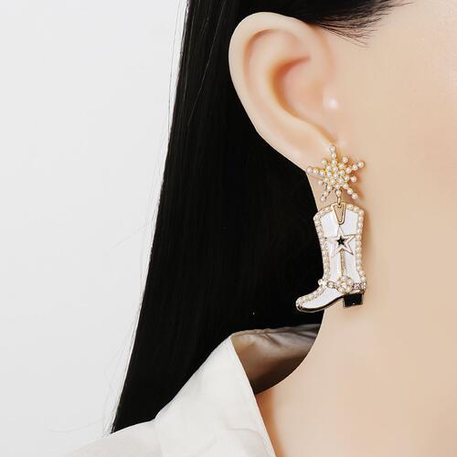 Unique You Boot Shaped Rhinestone Dangle Earrings-MXSTUDIO.COM