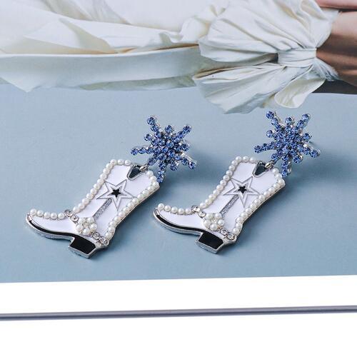 Unique You Boot Shaped Rhinestone Dangle Earrings-MXSTUDIO.COM