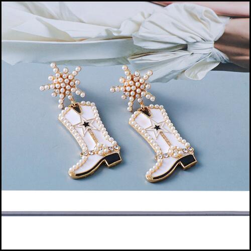 Unique You Boot Shaped Rhinestone Dangle Earrings-MXSTUDIO.COM