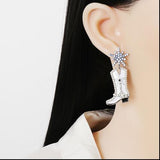 Unique You Boot Shaped Rhinestone Dangle Earrings-MXSTUDIO.COM