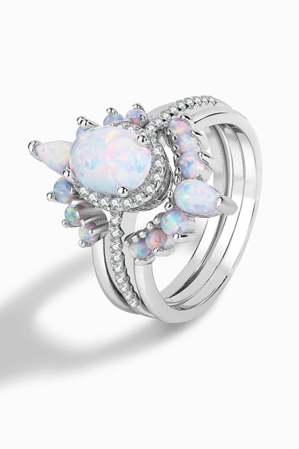 Uniquely For You Platinum Plated Opal Ring - MXSTUDIO.COM